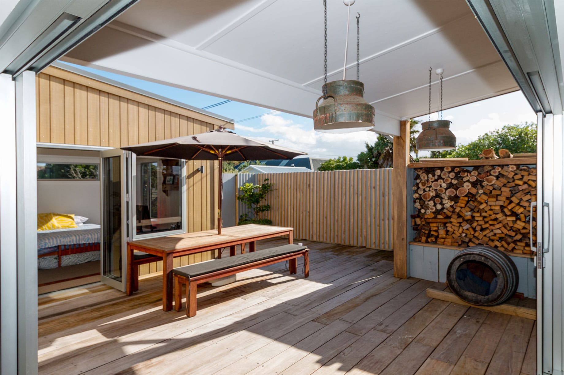 Wooden outdoor living area