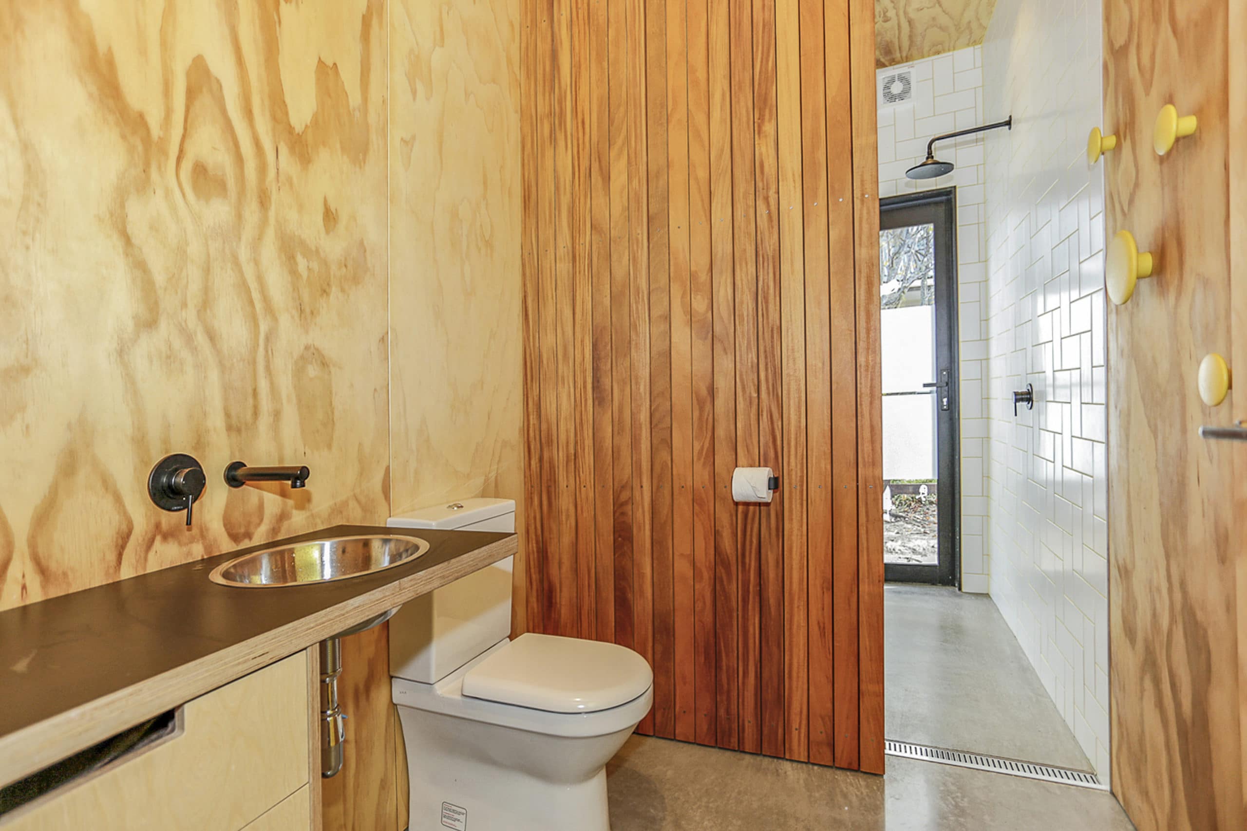 Whangamata home wooden bathroom interior