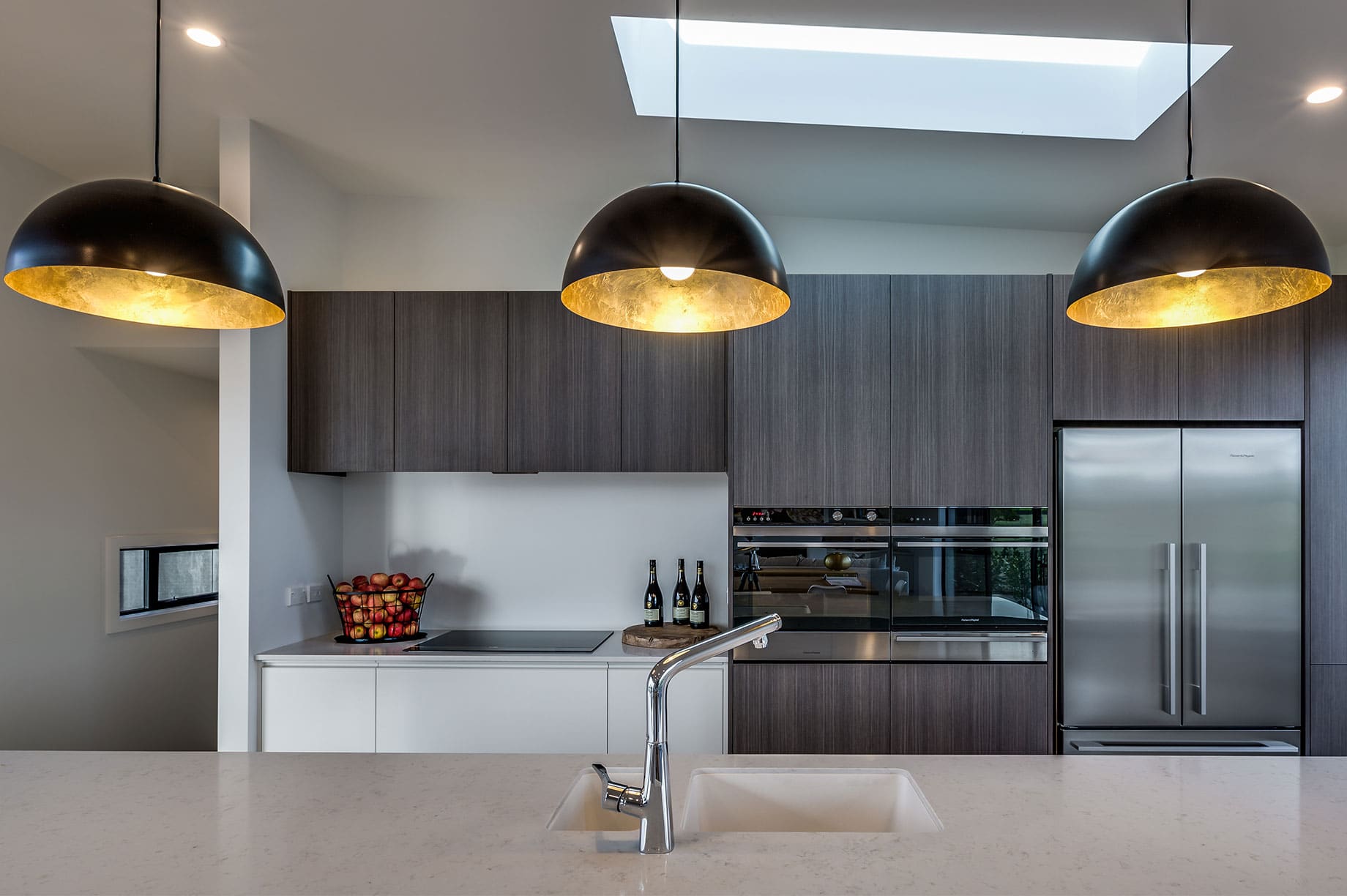 Kitchen interior with hanging lights