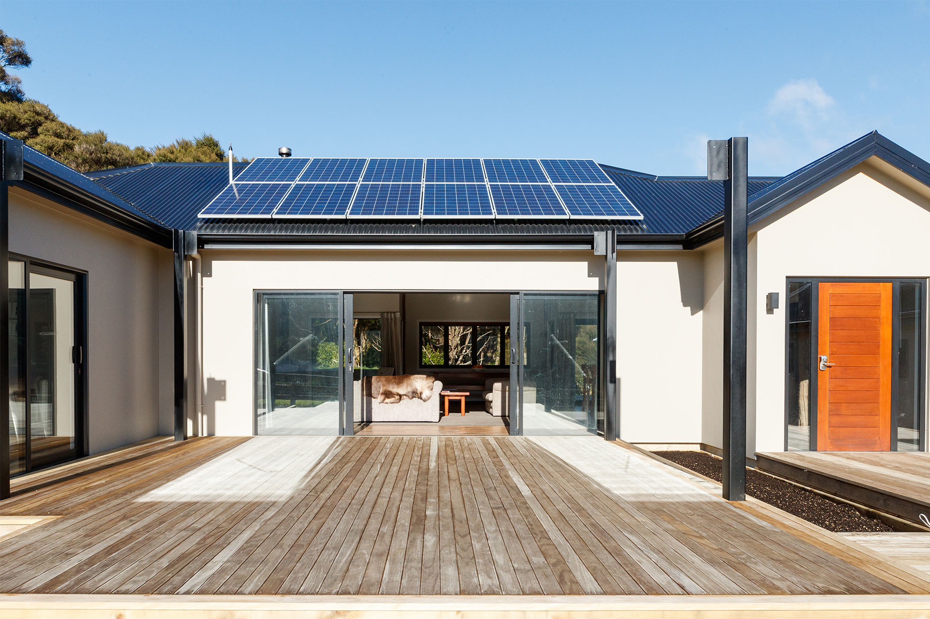 Exterior of a home with solar panels