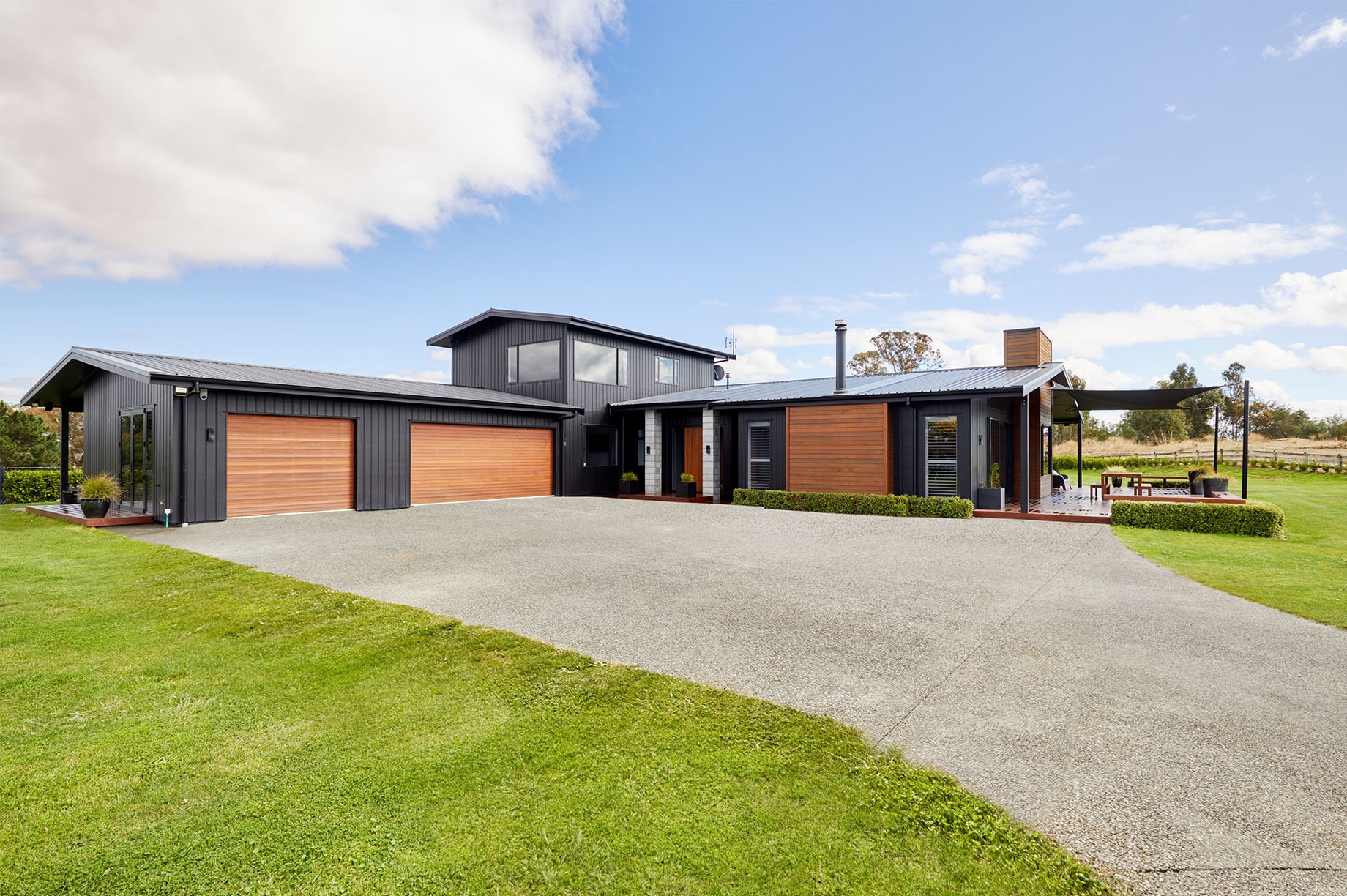 Black and wooden rural home exterior