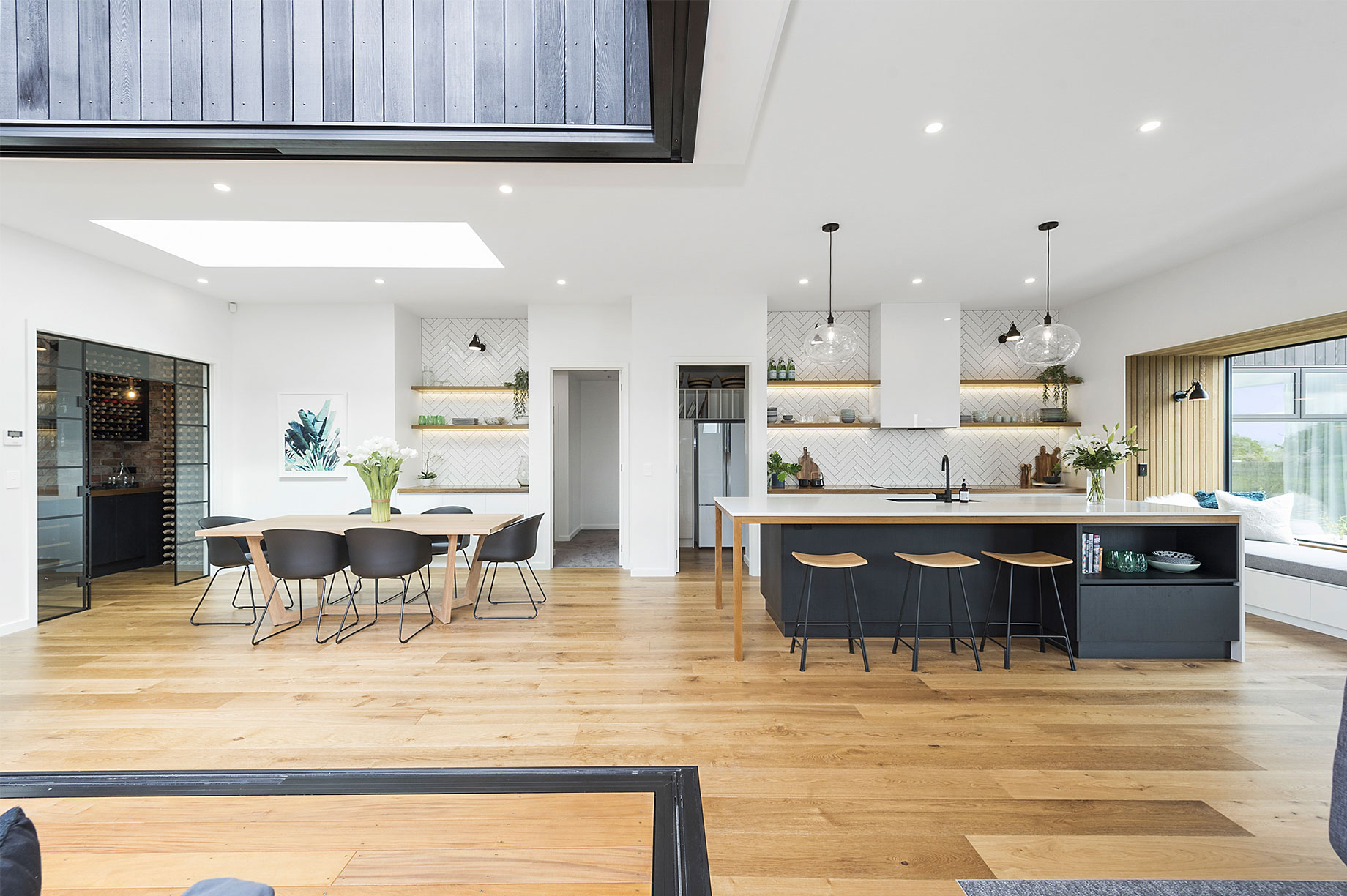 large kitchen and dining area of a showhome in Waikato