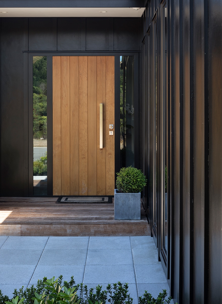 House entry with a wooden door exterior