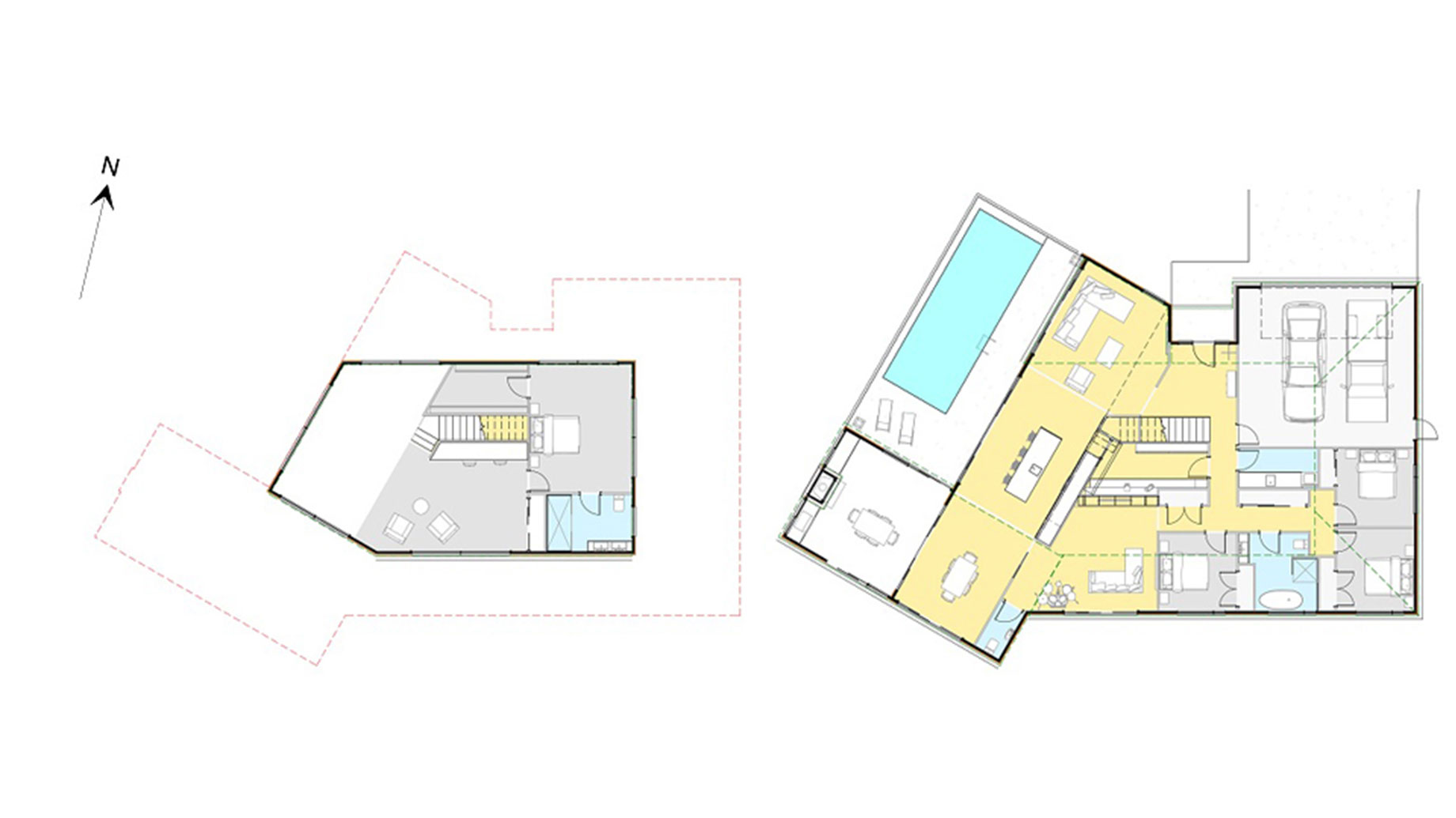 Floor Plan for DB17039. The Floor Area Is 339 m2. Includes a Formal feature entry. Four bedrooms with office space. Separate living room/media room. Indoor/outdoor covered living with feature fire. Open plan family/dining/kitchen with scullery. Private upstairs master suite, walk in wardrobe and ensuite. Double garage Deck and Patio