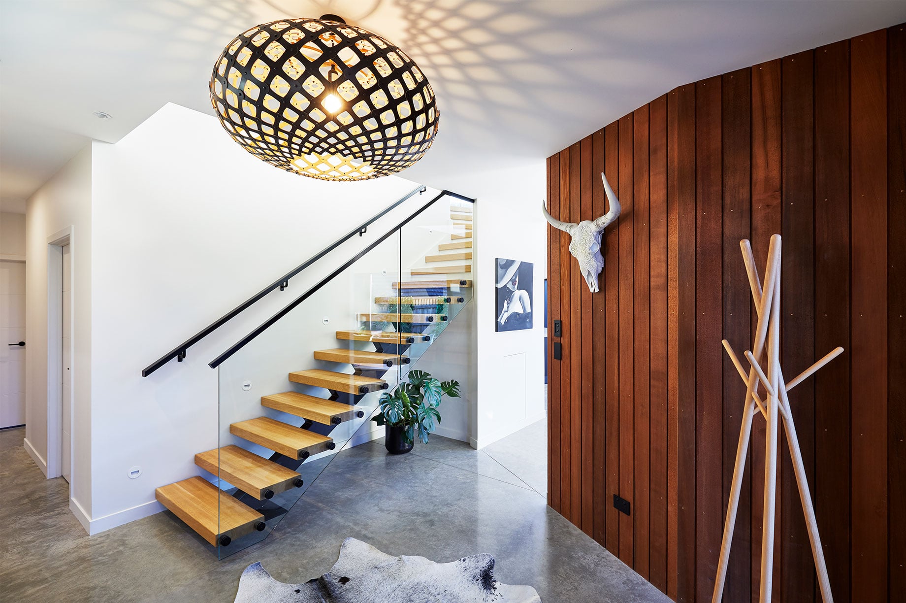 Internal wooden stairs hallway interior