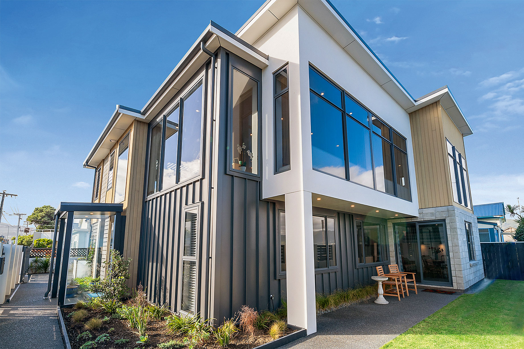 Two storey house on a sunny day