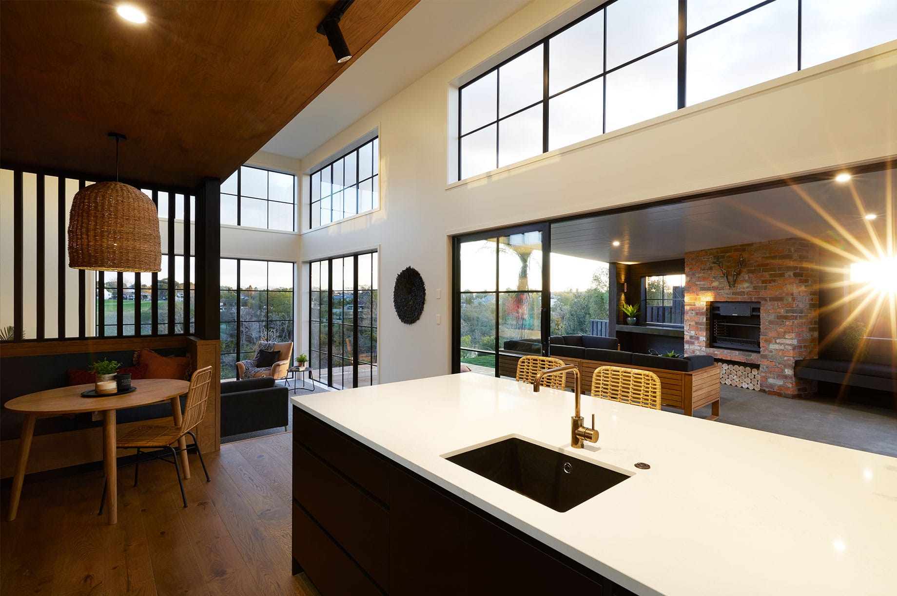 kitchen island with a white counter top house interior