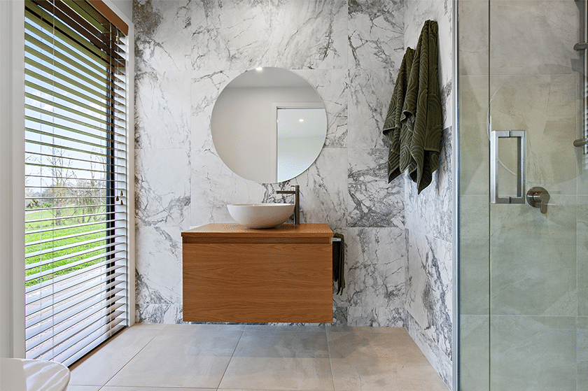 Marble tiled bathroom