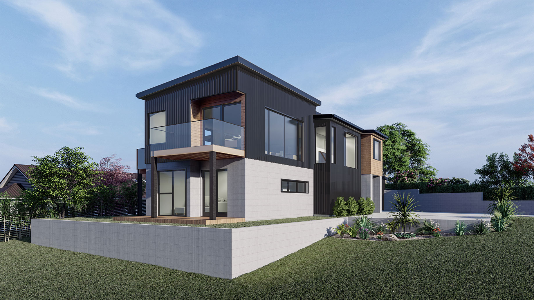Two storey house exterior render