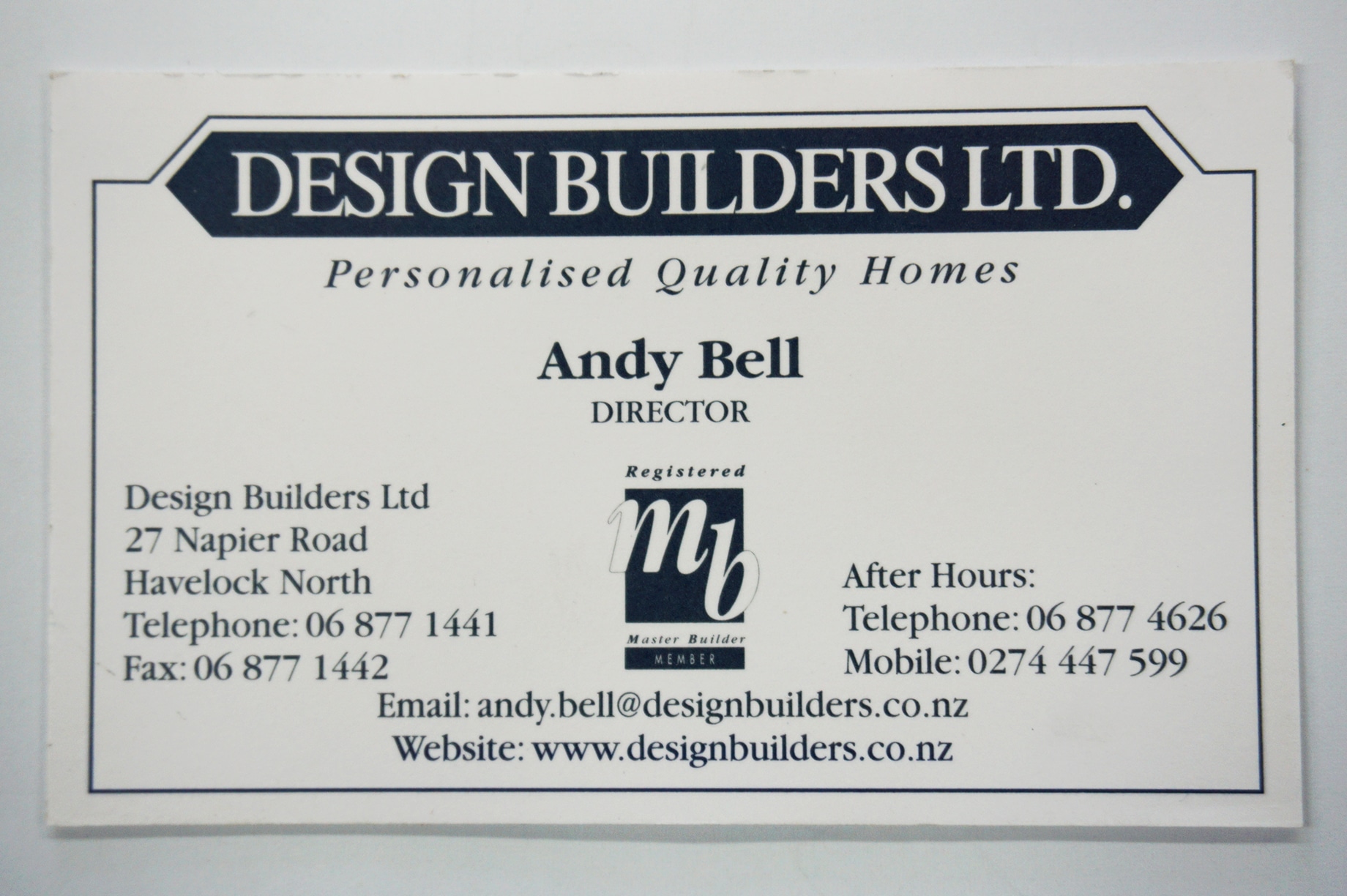 Design Builders Andy Bell Business card