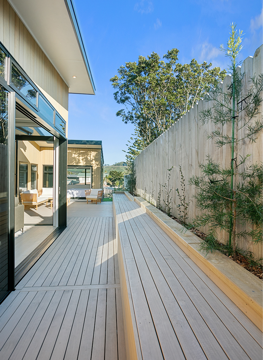 Deck and garden exterior of a house