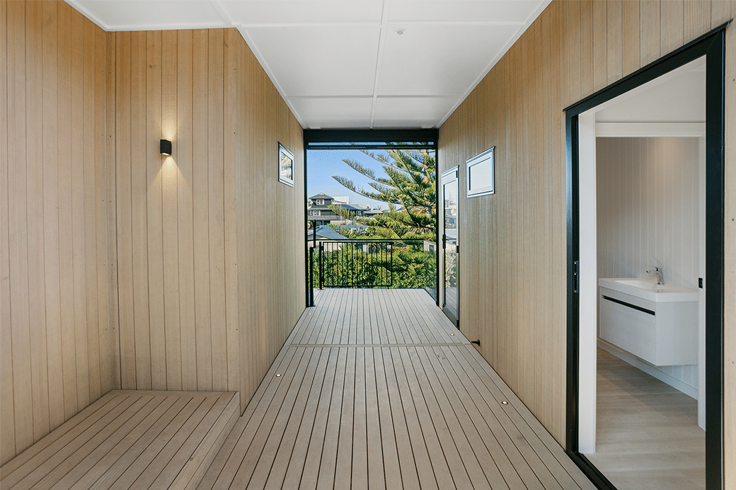 Hallway with wooden panels interior