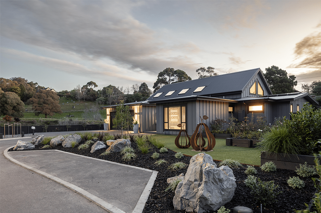 Rural grey house exterior