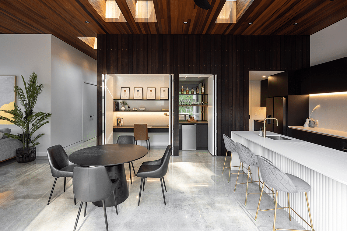 21027-moder-times-living-office Modern kitchen and dining area
