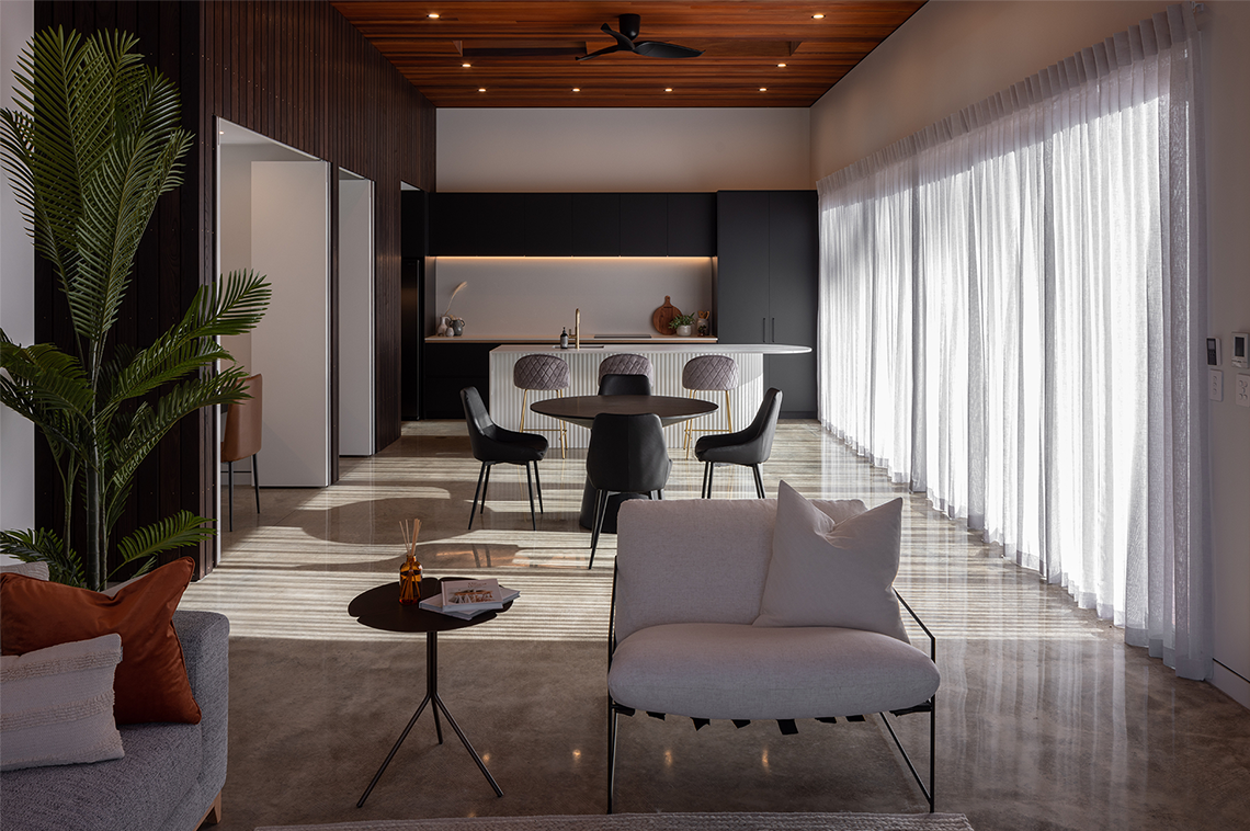 Modern open floor living space