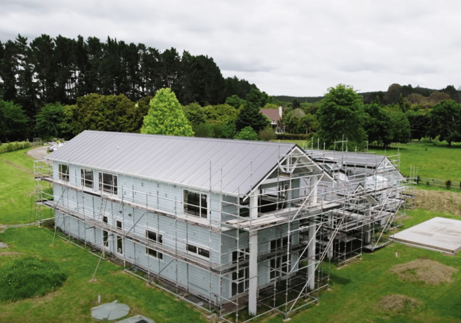 House construction site elevated view