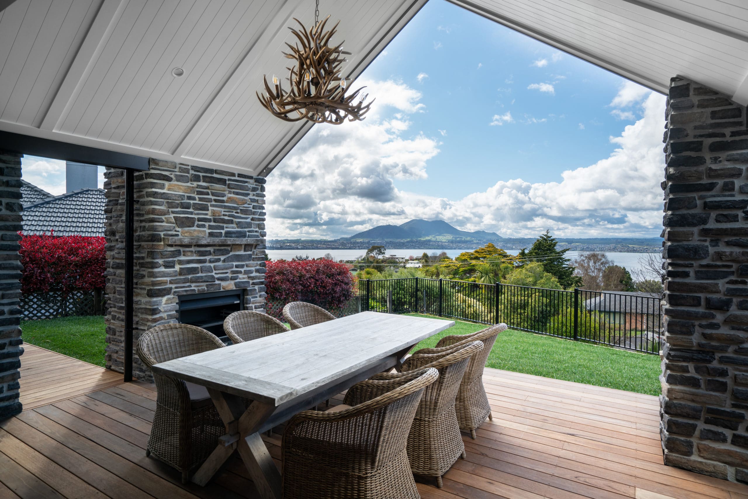 Sheltered outdoor dining area