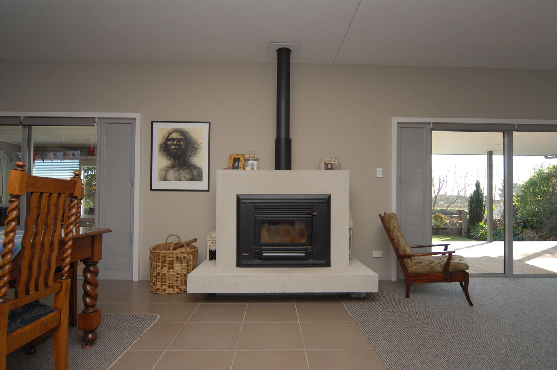 Large indoor fireplace