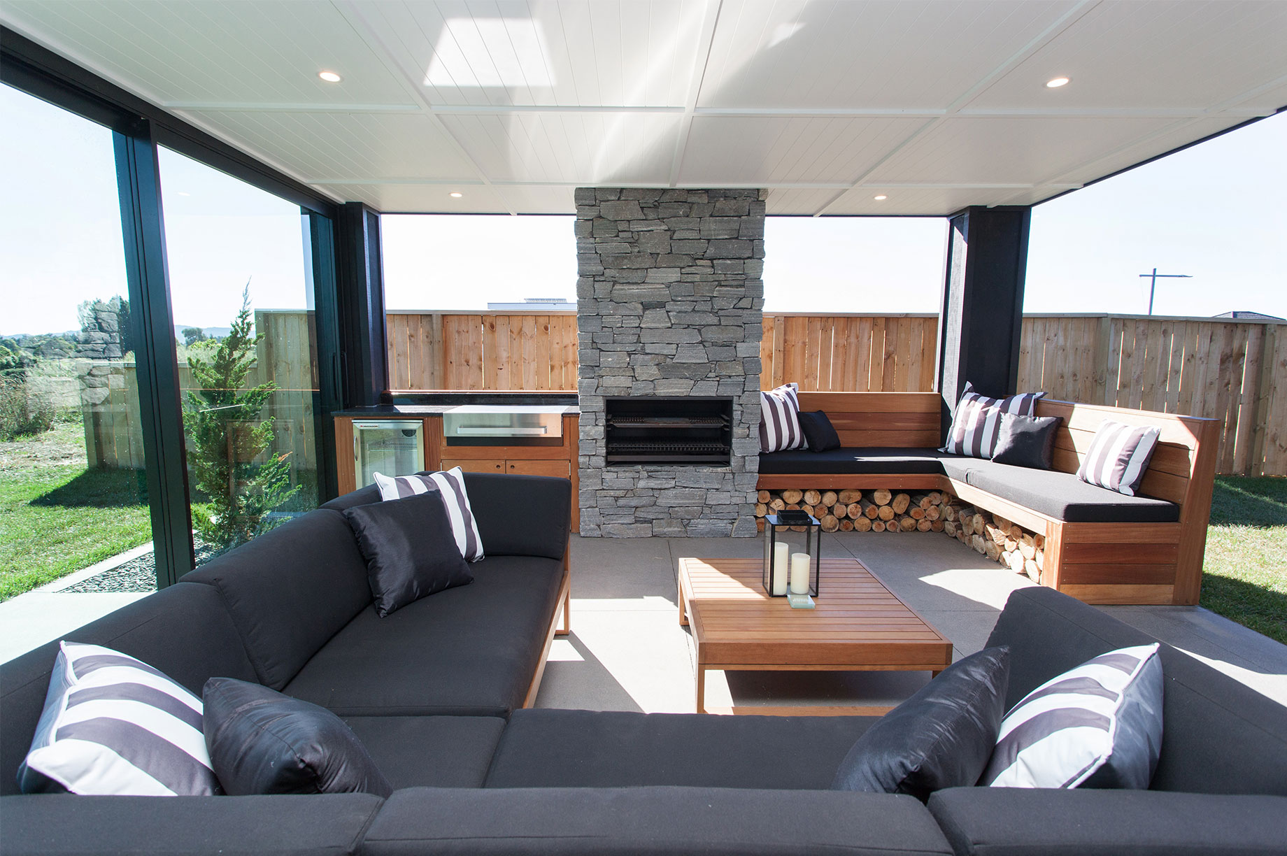 Outdoor living area of a rural home