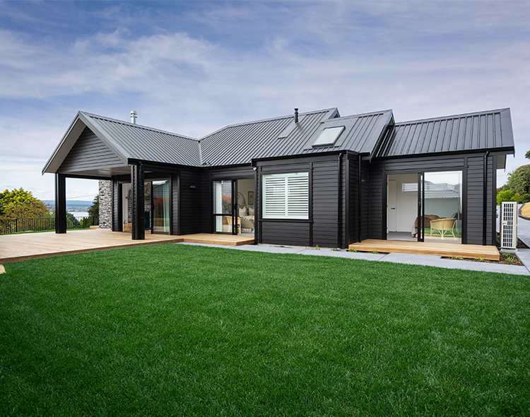 Front exterior of a black house