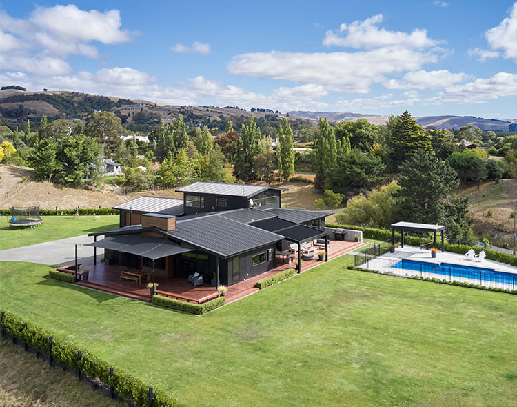 Drone shot of rural house exterior