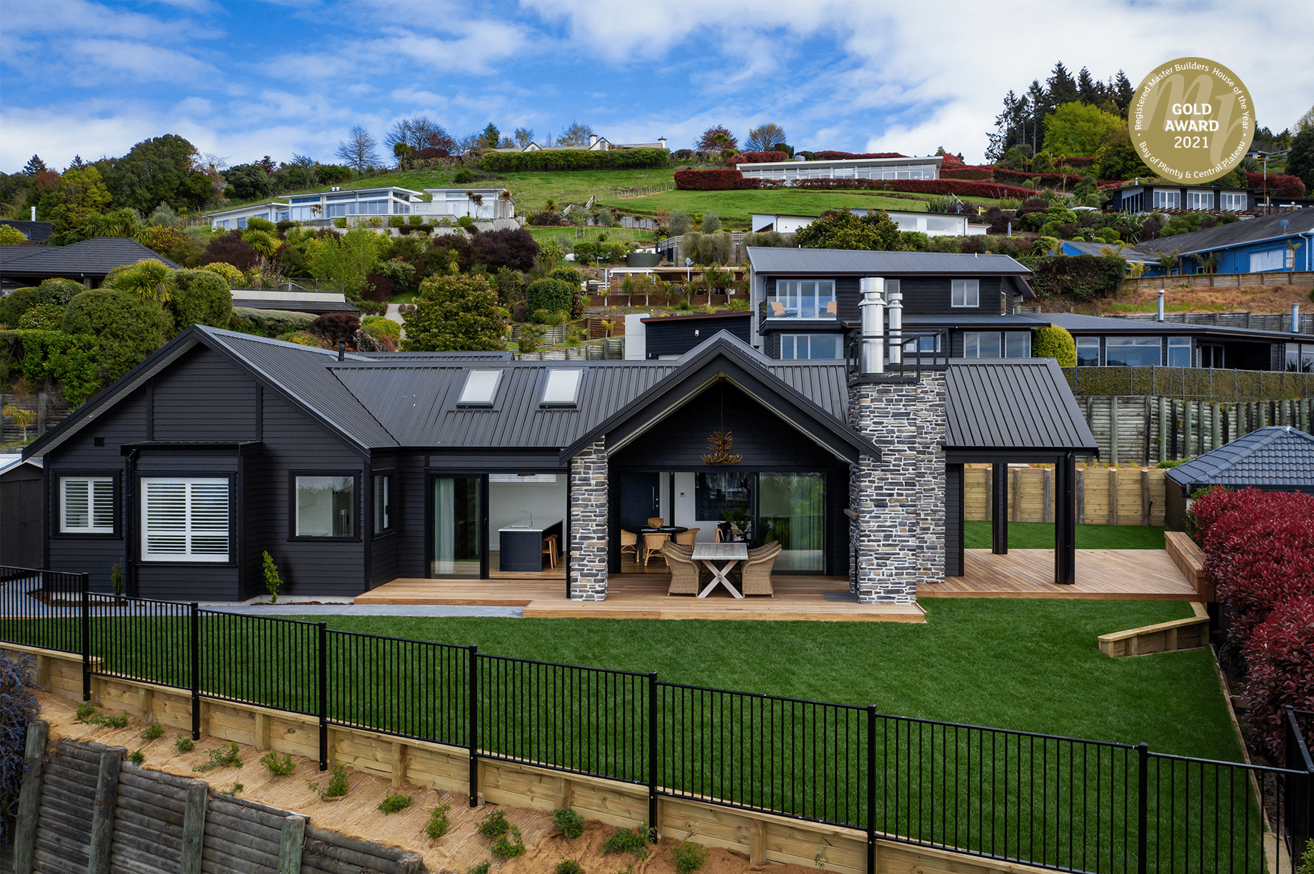 Award winning Taupo home back exterior