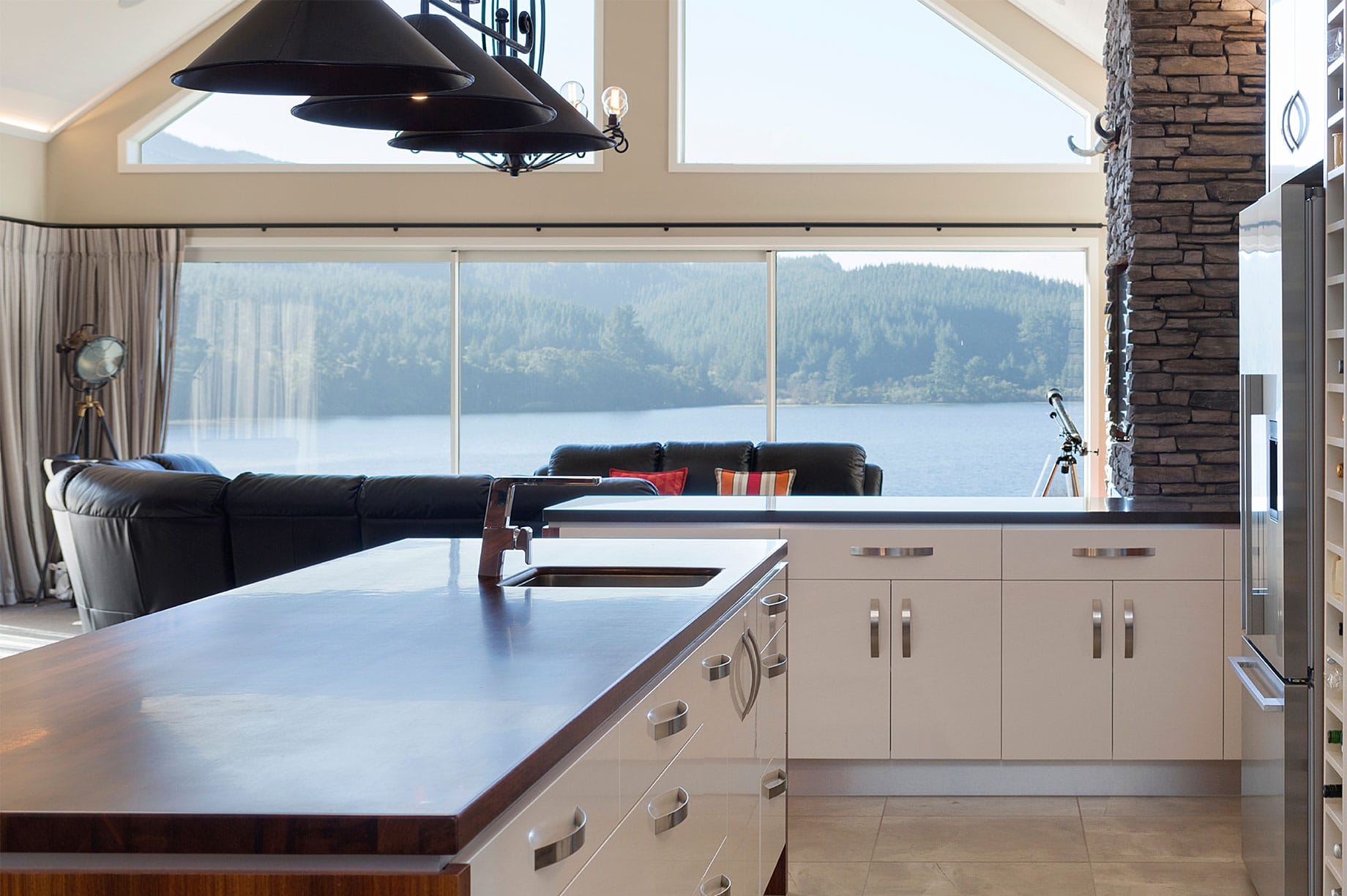 Kitchen with lake view
